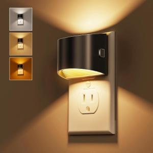 imageL LOHAS LED Night Lights Plug into Wall Dimmable Night Light with 3 Level Brightness 3000K Soft White 2 Pack Cement Gray HousingBlack3CCT