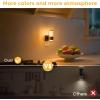 imageL LOHAS LED Night Lights Plug into Wall Changing RGB Night Light with Dusk to Dawn Sensor 180 Rotatable Bubble Nightlight Plug in Wall for Halloween Christmas Holiday Hallway2 PackGold RingStripe RGB