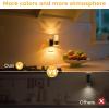 imageL LOHAS LED Night Lights Plug into Wall Changing RGB Night Light with Dusk to Dawn Sensor 180 Rotatable Bubble Nightlight Plug in Wall for Halloween Christmas Holiday Hallway2 PackGold RingChips RGB