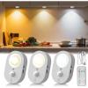 imageL LOHAS LED 3Pack Rechargeable Motion Sensor LED Puck Lights StickOn Wireless Under Cabinet Lighting with Remote Adjustable Brightness Dimmable Under Counter Lights for Drawer Kitchen WhiteWhite