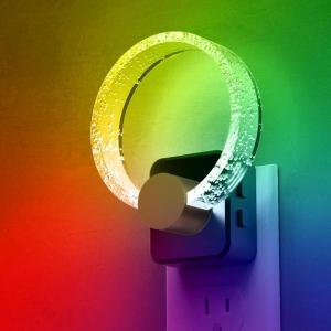 imageL LOHAS LED Night Lights Plug into Wall Changing RGB Night Light with Dusk to Dawn Sensor 180 Rotatable Bubble Nightlight Plug in Wall for Halloween Christmas Holiday Hallway2 PackRGBbubble