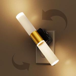 imageL LOHAS LED Night Lights Plug into Wall10Color Changing RGB Floral Night Lights Dusk to Dawn3 Brightness LevelsRotatable Plug in Nightlight for Bedroom Nursery Hallway GiftGold Ring3000K Long