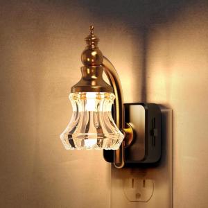 imageL LOHAS LED Night Lights Plug into Wall10Color Changing RGB Floral Night Lights Dusk to Dawn3 Brightness LevelsRotatable Plug in Nightlight for Bedroom Nursery Hallway GiftGold RingFlower 3000K