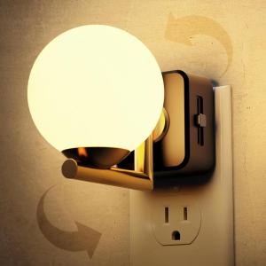 imageL LOHAS LED Night Lights Plug into Wall10Color Changing RGB Floral Night Lights Dusk to Dawn3 Brightness LevelsRotatable Plug in Nightlight for Bedroom Nursery Hallway GiftGold Ring3000K Ball