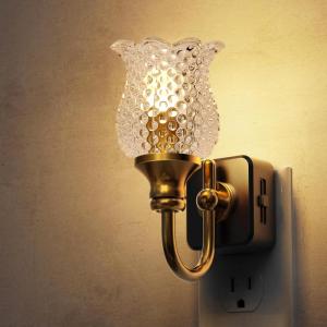 imageL LOHAS LED Night Lights Plug into Wall10Color Changing RGB Floral Night Lights Dusk to Dawn3 Brightness LevelsRotatable Plug in Nightlight for Bedroom Nursery Hallway GiftGold RingSpotted flower 3000K