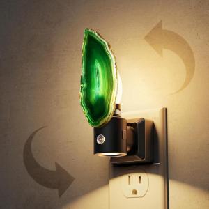 imageL LOHAS LED Night Light Night Lights Plug into Wall Agate Nightlight Rotating Dimmable Nightlights Plug in with Light Sensor Soft White Nightlights for Bathroom Bedroom Hallway 2 PackRedGreen