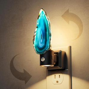 imageL LOHAS LED Night Light Night Lights Plug into Wall Agate Nightlight Rotating Dimmable Nightlights Plug in with Light Sensor Soft White Nightlights for Bathroom Bedroom Hallway 2 PackRedBlue