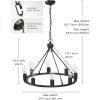 imageL LOHAS LED Black Farmhouse Chandeliers for Dining Room 12Light Wagon Wheel Chandelier Over Table Height Adjustable 32quot Dining Room Light Fixture Modern Chandelier for Kitchen Island Living RoomBlack
