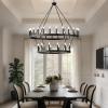 imageL LOHAS LED Black Farmhouse Chandeliers for Dining Room 12Light Wagon Wheel Chandelier Over Table Height Adjustable 32quot Dining Room Light Fixture Modern Chandelier for Kitchen Island Living RoomBlack