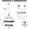 imageL LOHAS LED Black Farmhouse Chandeliers for Dining Room 12Light Wagon Wheel Chandelier Over Table Height Adjustable 32quot Dining Room Light Fixture Modern Chandelier for Kitchen Island Living RoomBlack and Gold