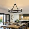 imageL LOHAS LED Black Farmhouse Chandeliers for Dining Room 12Light Wagon Wheel Chandelier Over Table Height Adjustable 32quot Dining Room Light Fixture Modern Chandelier for Kitchen Island Living RoomBlack