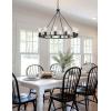 imageL LOHAS LED Black Farmhouse Chandeliers for Dining Room 12Light Wagon Wheel Chandelier Over Table Height Adjustable 32quot Dining Room Light Fixture Modern Chandelier for Kitchen Island Living RoomBlack
