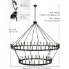 imageL LOHAS LED Black Farmhouse Chandeliers for Dining Room 12Light Wagon Wheel Chandelier Over Table Height Adjustable 32quot Dining Room Light Fixture Modern Chandelier for Kitchen Island Living RoomBlack