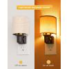 imageL LOHAS LED Night Lights Plug into Wall Plug in Night Light Dimmable Soft Warm Nightlight with Light Sensor Rotatable Base Vintage Linen Fabric Nightlights Plug in Wall for Bathroom Kitchen 1PackNaturalAmber