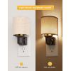 imageL LOHAS LED Night Lights Plug into Wall Plug in Night Light Dimmable Soft Warm Nightlight with Light Sensor Rotatable Base Vintage Linen Fabric Nightlights Plug in Wall for Bathroom Kitchen 1PackNatural
