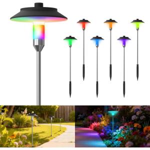 imageLOHAS RGBW Low Voltage Landscape Lights Dusk to Dawn Outdoor Lighting 6W Color Changing Pathway Lights 12V MultiColor Path Lights Waterproof for Yard Garden Walkway Landscape Lighting 6 Pack