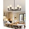 imageL LOHAS LED 5Light Black Chandelier for Dining Room Light Fixture Over Table 25Inch Modern Chandelier with Glass Shades Adjustable Hanging Light Fixture for Kitchen Island Foyer HallwayBlack