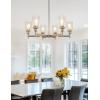 imageL LOHAS LED 5Light Black Chandelier for Dining Room Light Fixture Over Table 25Inch Modern Chandelier with Glass Shades Adjustable Hanging Light Fixture for Kitchen Island Foyer HallwayNickel