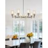 imageL LOHAS LED 5Light Black Chandelier for Dining Room Light Fixture Over Table 25Inch Modern Chandelier with Glass Shades Adjustable Hanging Light Fixture for Kitchen Island Foyer HallwayNickel