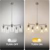 imageL LOHAS LED 5Light Black Chandelier for Dining Room Light Fixture Over Table 25Inch Modern Chandelier with Glass Shades Adjustable Hanging Light Fixture for Kitchen Island Foyer HallwayNickel