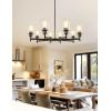 imageL LOHAS LED 5Light Black Chandelier for Dining Room Light Fixture Over Table 25Inch Modern Chandelier with Glass Shades Adjustable Hanging Light Fixture for Kitchen Island Foyer HallwayBlack