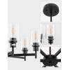 imageL LOHAS LED 5Light Black Chandelier for Dining Room Light Fixture Over Table 25Inch Modern Chandelier with Glass Shades Adjustable Hanging Light Fixture for Kitchen Island Foyer HallwayBlack