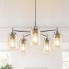 imageL LOHAS LED 5Light Black Chandelier for Dining Room Light Fixture Over Table 25Inch Modern Chandelier with Glass Shades Adjustable Hanging Light Fixture for Kitchen Island Foyer HallwayNickel