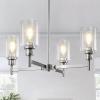 imageL LOHAS LED 5Light Black Chandelier for Dining Room Light Fixture Over Table 25Inch Modern Chandelier with Glass Shades Adjustable Hanging Light Fixture for Kitchen Island Foyer HallwayNickel