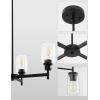 imageL LOHAS LED 5Light Black Chandelier for Dining Room Light Fixture Over Table 25Inch Modern Chandelier with Glass Shades Adjustable Hanging Light Fixture for Kitchen Island Foyer HallwayBlack