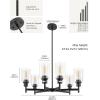 imageL LOHAS LED 5Light Black Chandelier for Dining Room Light Fixture Over Table 25Inch Modern Chandelier with Glass Shades Adjustable Hanging Light Fixture for Kitchen Island Foyer HallwayBlack