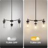 imageL LOHAS LED 5Light Black Chandelier for Dining Room Light Fixture Over Table 25Inch Modern Chandelier with Glass Shades Adjustable Hanging Light Fixture for Kitchen Island Foyer HallwayBlack