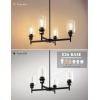 imageL LOHAS LED 5Light Black Chandelier for Dining Room Light Fixture Over Table 25Inch Modern Chandelier with Glass Shades Adjustable Hanging Light Fixture for Kitchen Island Foyer HallwayBlack