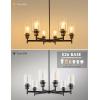 imageL LOHAS LED 5Light Black Chandelier for Dining Room Light Fixture Over Table 25Inch Modern Chandelier with Glass Shades Adjustable Hanging Light Fixture for Kitchen Island Foyer HallwayBlack