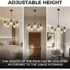 imageL LOHAS LED 5Light Black Chandelier for Dining Room Light Fixture Over Table 25Inch Modern Chandelier with Glass Shades Adjustable Hanging Light Fixture for Kitchen Island Foyer HallwayBlack