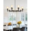 imageL LOHAS LED 5Light Black Chandelier for Dining Room Light Fixture Over Table 25Inch Modern Chandelier with Glass Shades Adjustable Hanging Light Fixture for Kitchen Island Foyer HallwayBlack