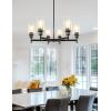 imageL LOHAS LED 5Light Black Chandelier for Dining Room Light Fixture Over Table 25Inch Modern Chandelier with Glass Shades Adjustable Hanging Light Fixture for Kitchen Island Foyer HallwayBlack