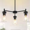 imageL LOHAS LED 5Light Black Chandelier for Dining Room Light Fixture Over Table 25Inch Modern Chandelier with Glass Shades Adjustable Hanging Light Fixture for Kitchen Island Foyer HallwayBlack