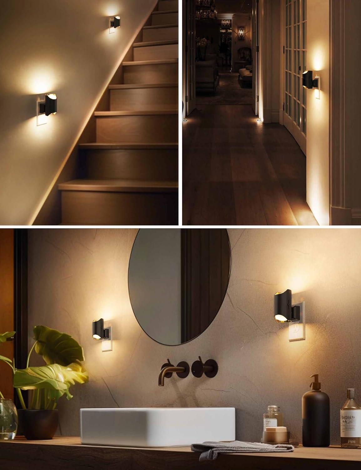 image4 Pack Night Light Dimmable Night Lights Plug into Wall Dusk to Dawn Sensor Soft White Light Daylight White Light 0100LM