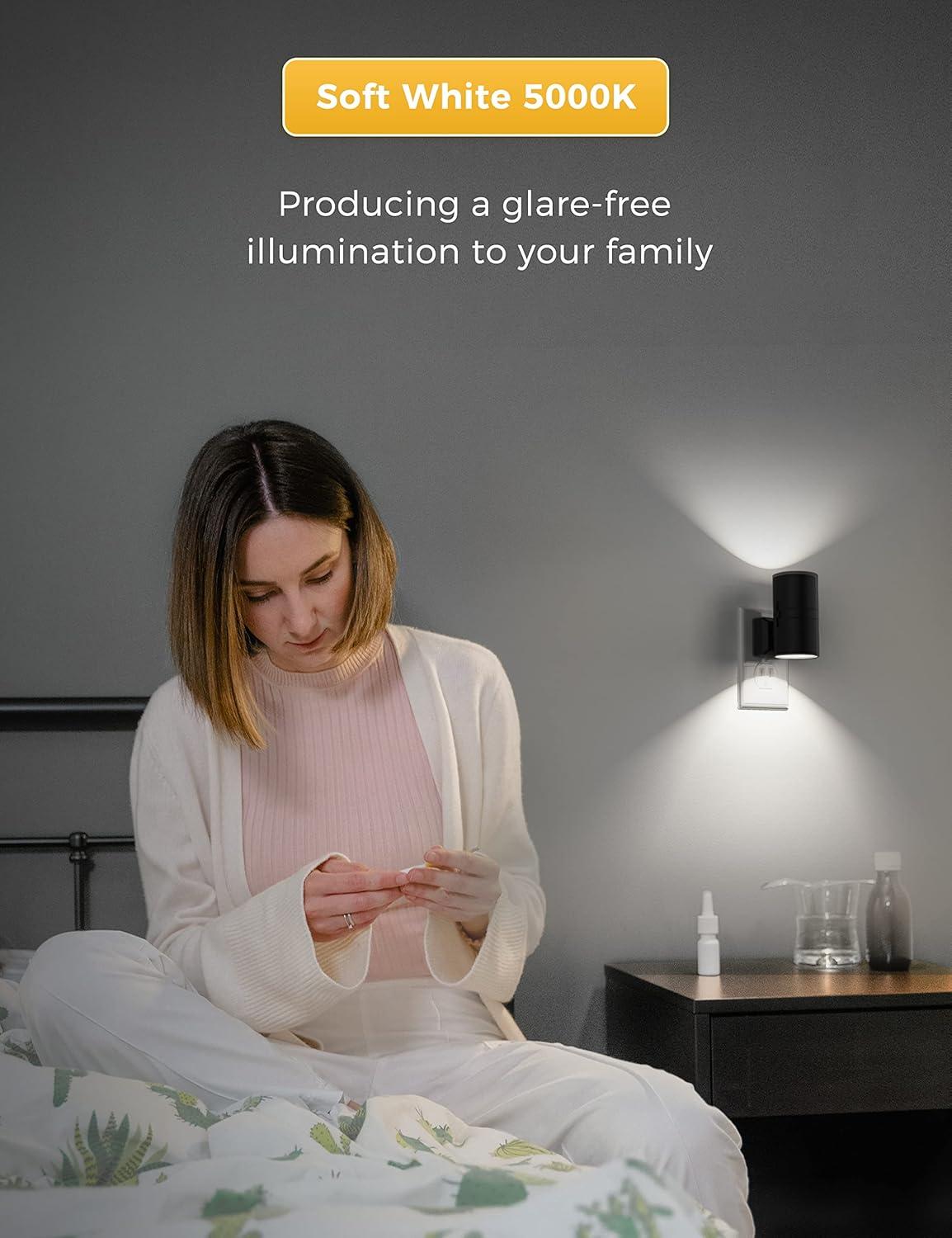 image4 Pack Night Light Dimmable Night Lights Plug into Wall Dusk to Dawn Sensor Soft White Light Daylight White Light 0100LM