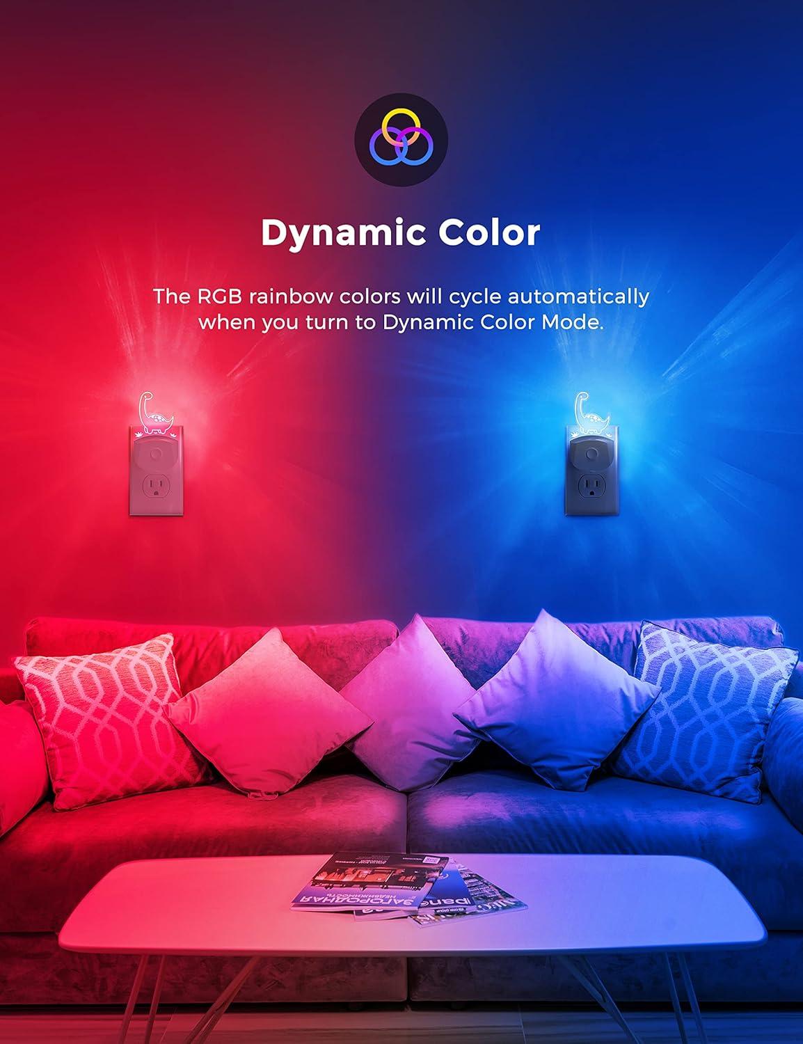 imageL LOHAS LED Dinosaur Night Light with Dusk to Dawn Sensor Dinosaur Nightlight for Boys Stegosaurus LED Night Light Plug in RGB  Soft White 3 Modes for Nursery Kids Gifts Bedroom2 PackTanystropheus