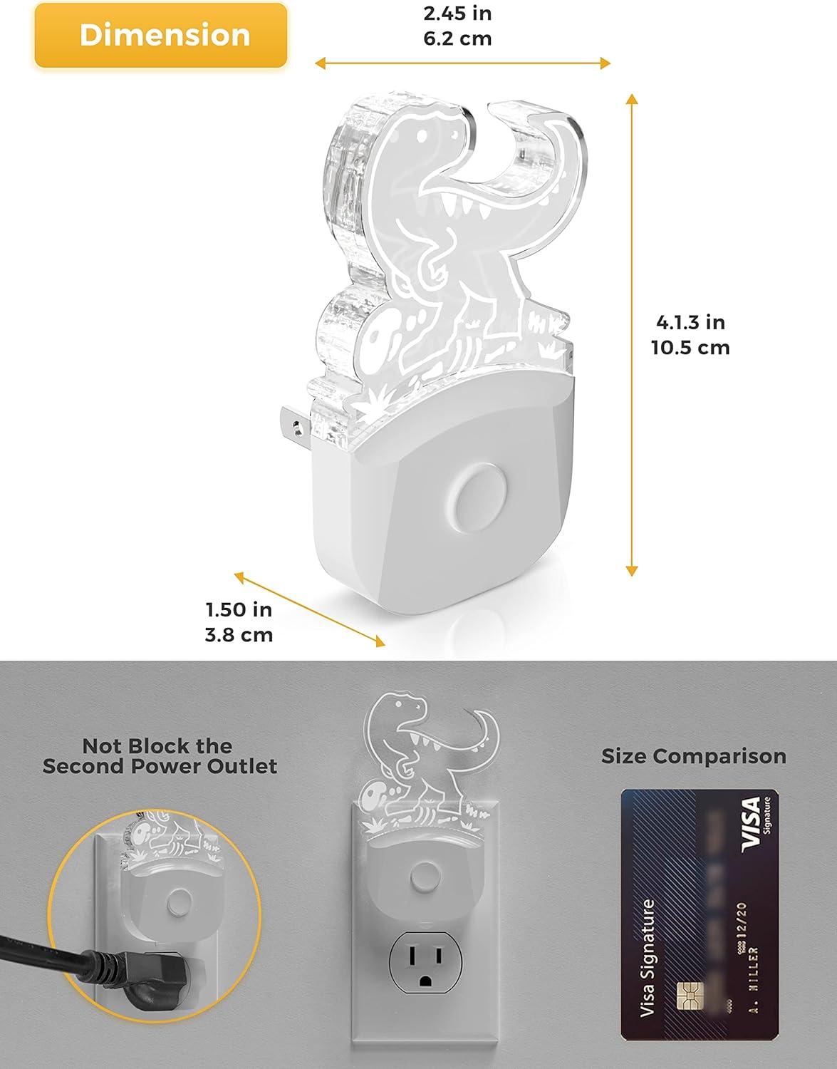 imageL LOHAS LED Dinosaur Night Light with Dusk to Dawn Sensor Dinosaur Nightlight for Boys Stegosaurus LED Night Light Plug in RGB  Soft White 3 Modes for Nursery Kids Gifts Bedroom2 PackVelociraptor