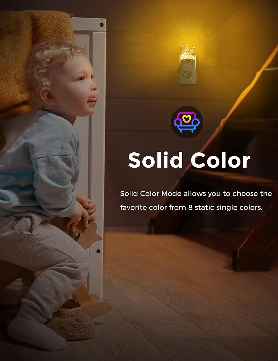 imageL LOHAS LED Dinosaur Night Light with Dusk to Dawn Sensor Dinosaur Nightlight for Boys Stegosaurus LED Night Light Plug in RGB  Soft White 3 Modes for Nursery Kids Gifts Bedroom2 PackVelociraptor