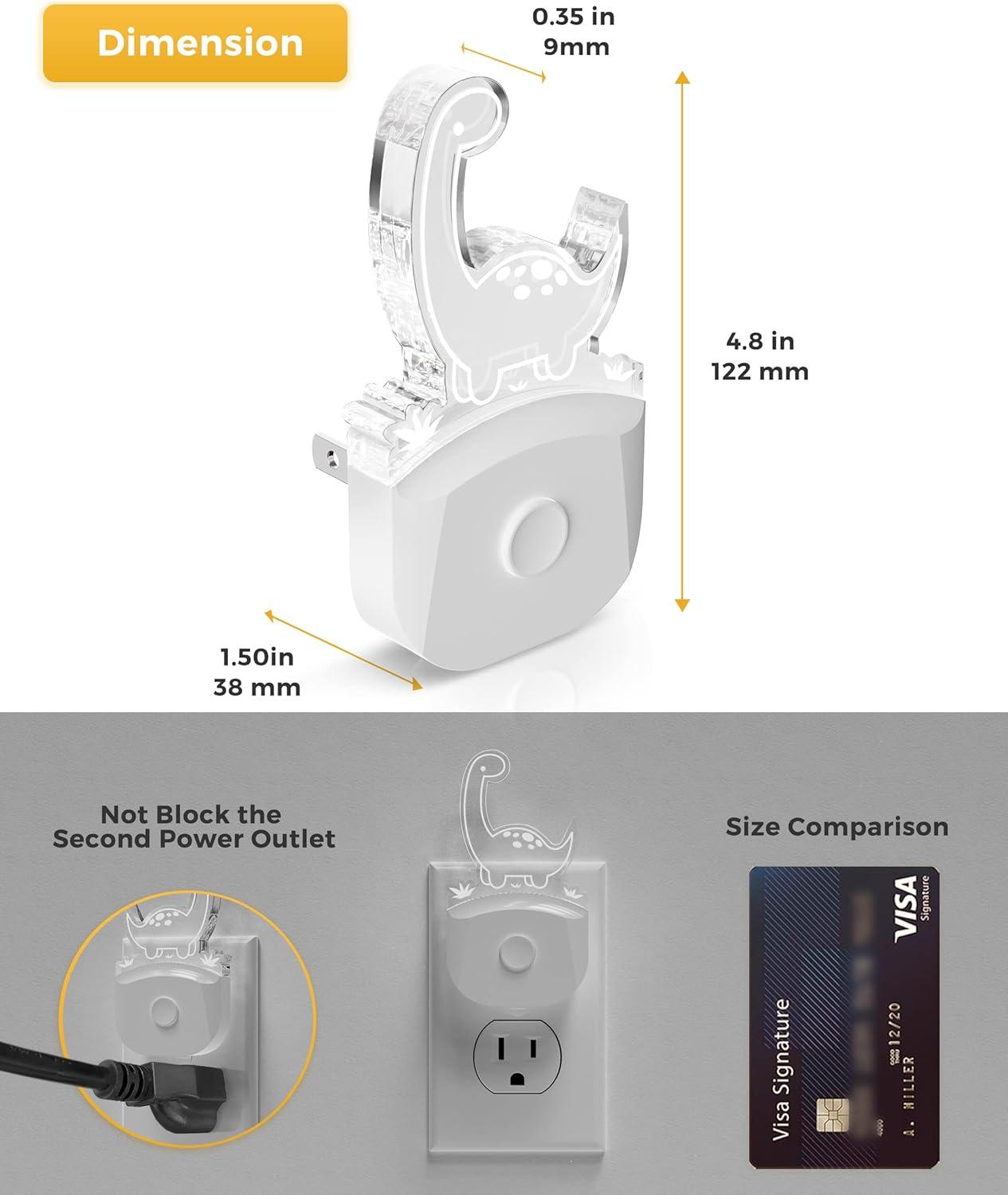 imageL LOHAS LED Dinosaur Night Light with Dusk to Dawn Sensor Dinosaur Nightlight for Boys Stegosaurus LED Night Light Plug in RGB  Soft White 3 Modes for Nursery Kids Gifts Bedroom2 PackTanystropheus