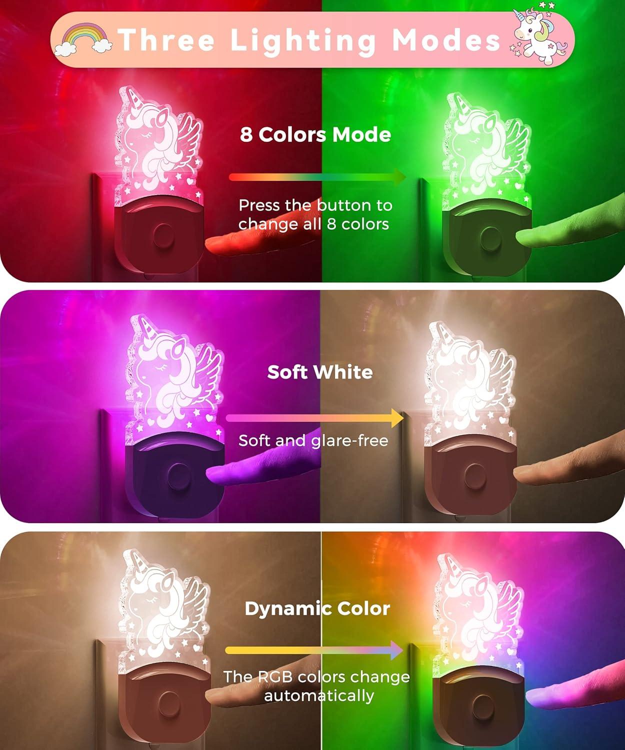 imageL LOHAS LED Dinosaur Night Light with Dusk to Dawn Sensor Dinosaur Nightlight for Boys Stegosaurus LED Night Light Plug in RGB  Soft White 3 Modes for Nursery Kids Gifts Bedroom2 PackCute Horse