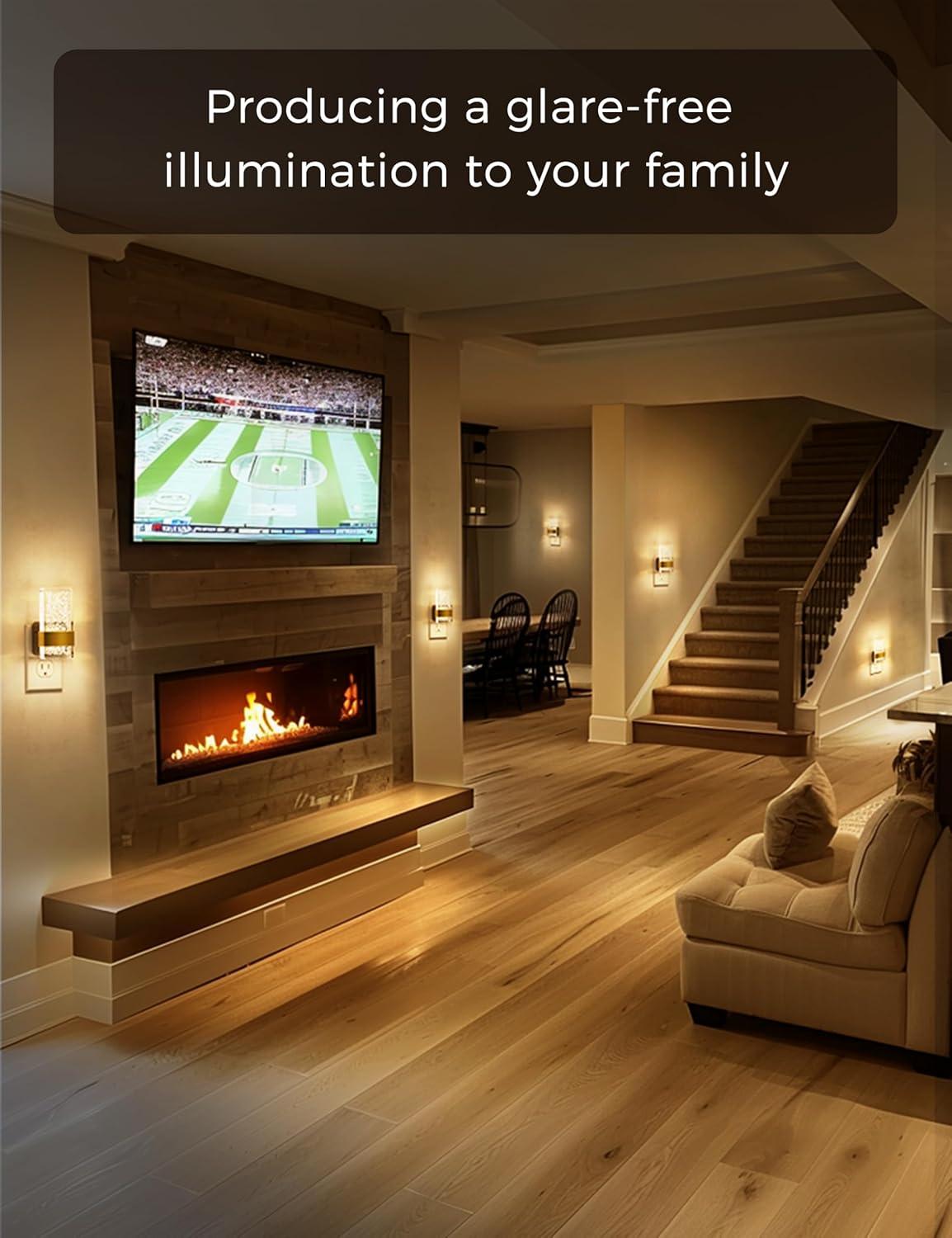 imageL LOHAS LED Night Lights Plug Into Wall 4 Packs Decorative Night Light with DusktoDawn Sensor 0100 LM Dimmable Nightlights Wall SconceStyle Design Nitelight for Bathroom Hallway Stairway