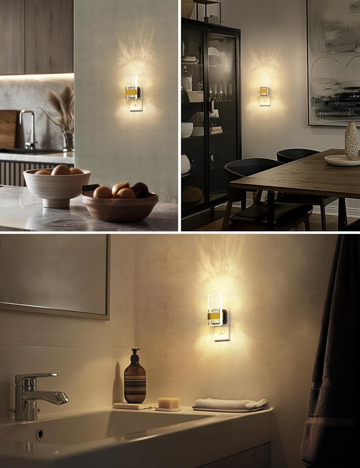 imageL LOHAS LED Night Lights Plug Into Wall 4 Packs Decorative Night Light with DusktoDawn Sensor 0100 LM Dimmable Nightlights Wall SconceStyle Design Nitelight for Bathroom Hallway Stairway