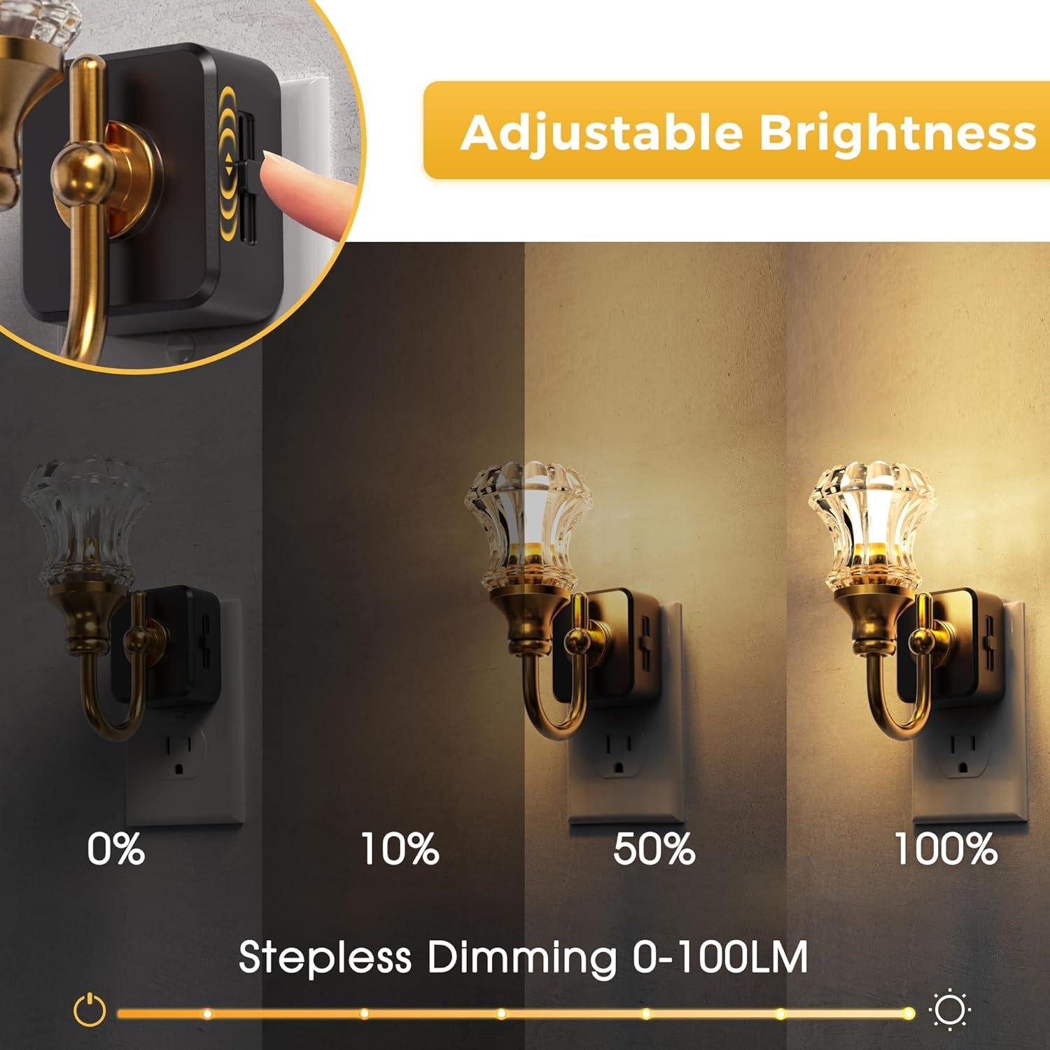 imageL LOHAS LED Night Lights Plug into Wall 3000K Soft White LED Floral Night Lights with Dusk to Dawn Sensor 0100lm Adjustable Brightness for Hallway Bedroom Stairway