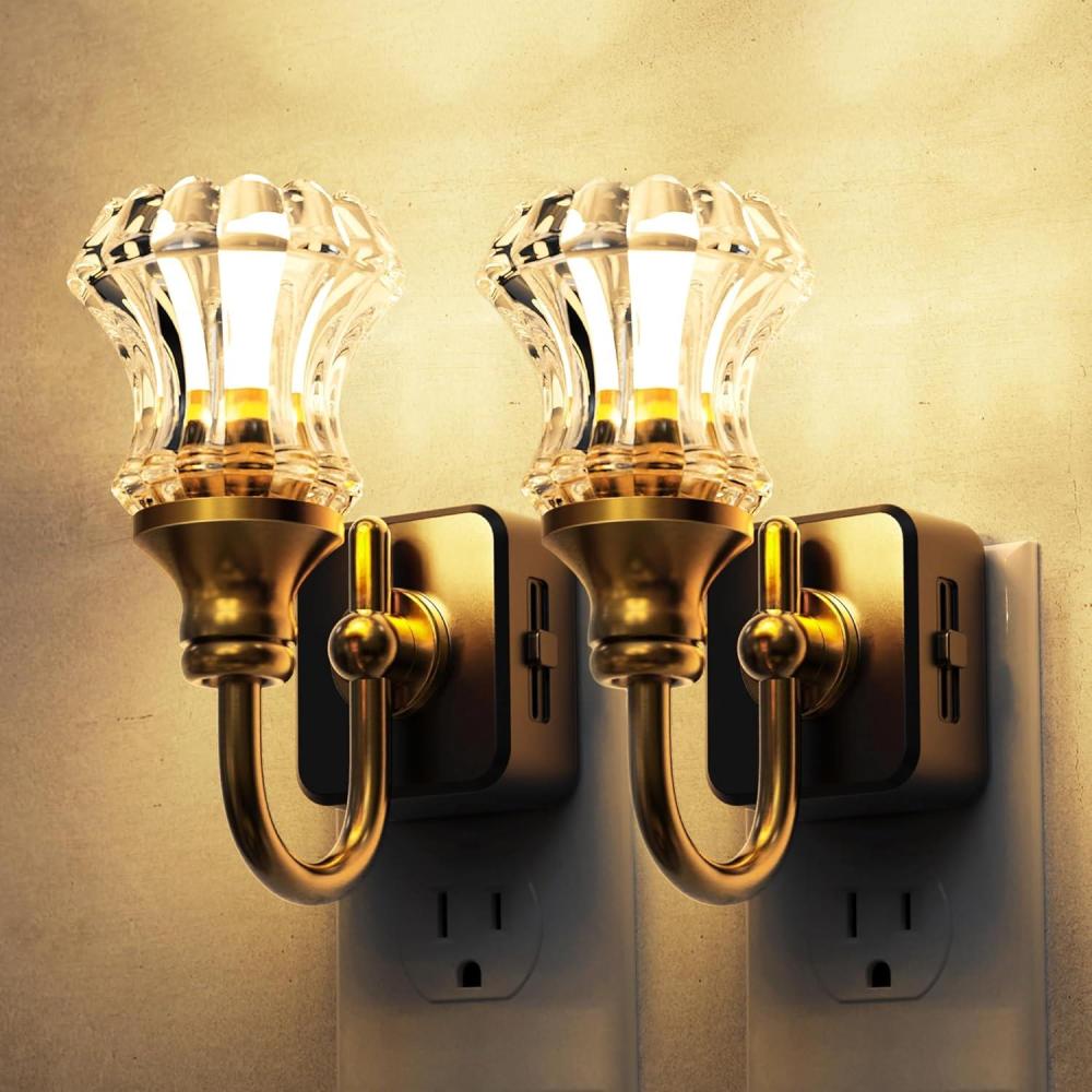 imageL LOHAS LED Night Lights Plug into Wall 3000K Soft White LED Floral Night Lights with Dusk to Dawn Sensor 0100lm Adjustable Brightness for Hallway Bedroom Stairway